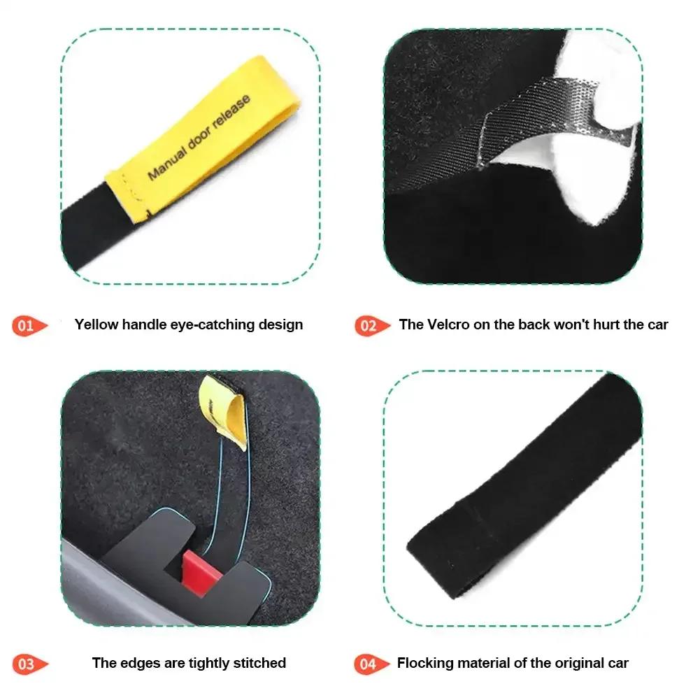 Car Door Release Emergency Puller Rope Rear Door Emergencies Safety Pull Rope Mechanical Switch Manual for Tesla Model Y