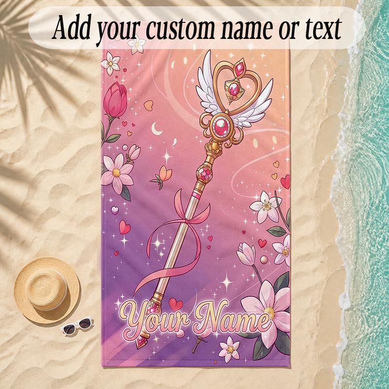 Beach TowelSailor Moon Custom Name Text Personalized Soft Towel for Beach Pool Indoor Home Decor Gift