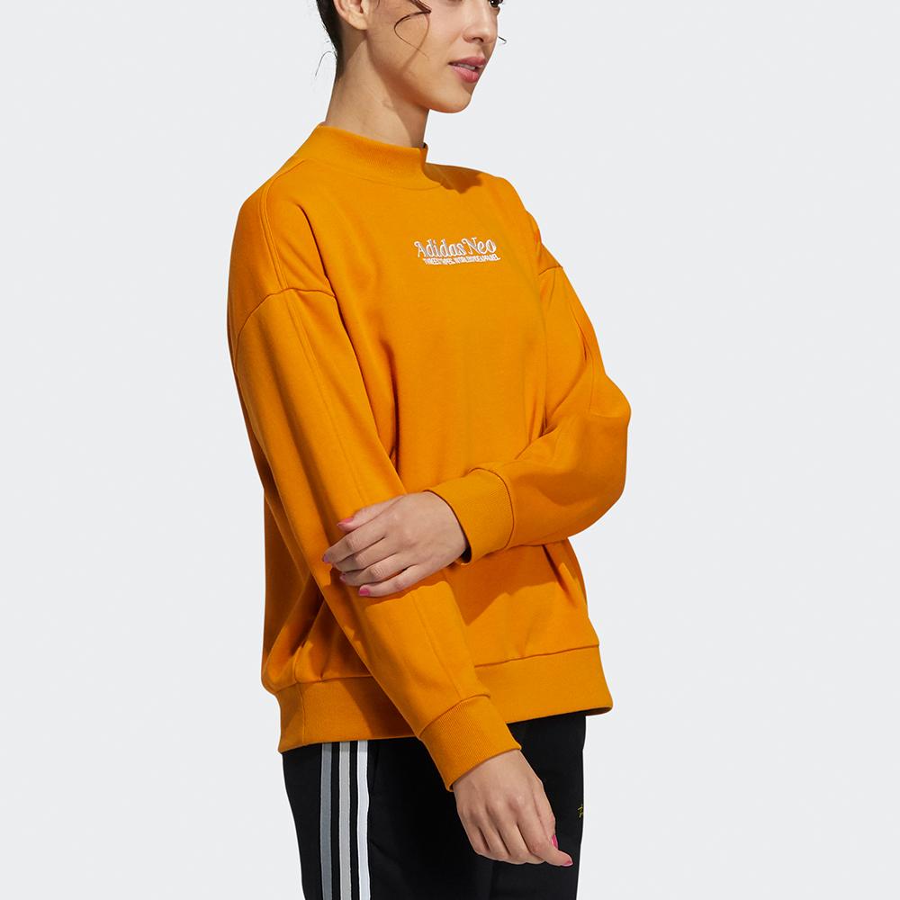adidas Neo Oct Sweat Embroidered Logo Half-Zip Fitted Pullover Hoodie Women Hoodie Orange H16305