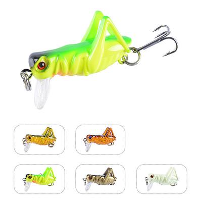 1Pcs Grasshopper 4cm/3g Insect Minnow Fishing Lures Bait Hooks Fake Bait Hard Fishing Rattle Bead 3D EyeInsects Minnow Micro-objects