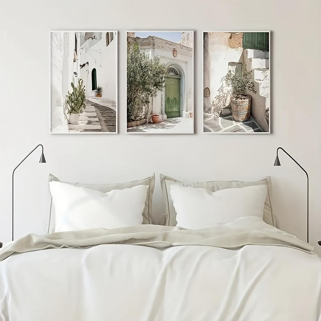 3er-Set Moderne Boho Olivenbaum Wandkunst Leinwand Poster, Rahmenlos Hochformat für Wohnzimmer Innen Dekoration