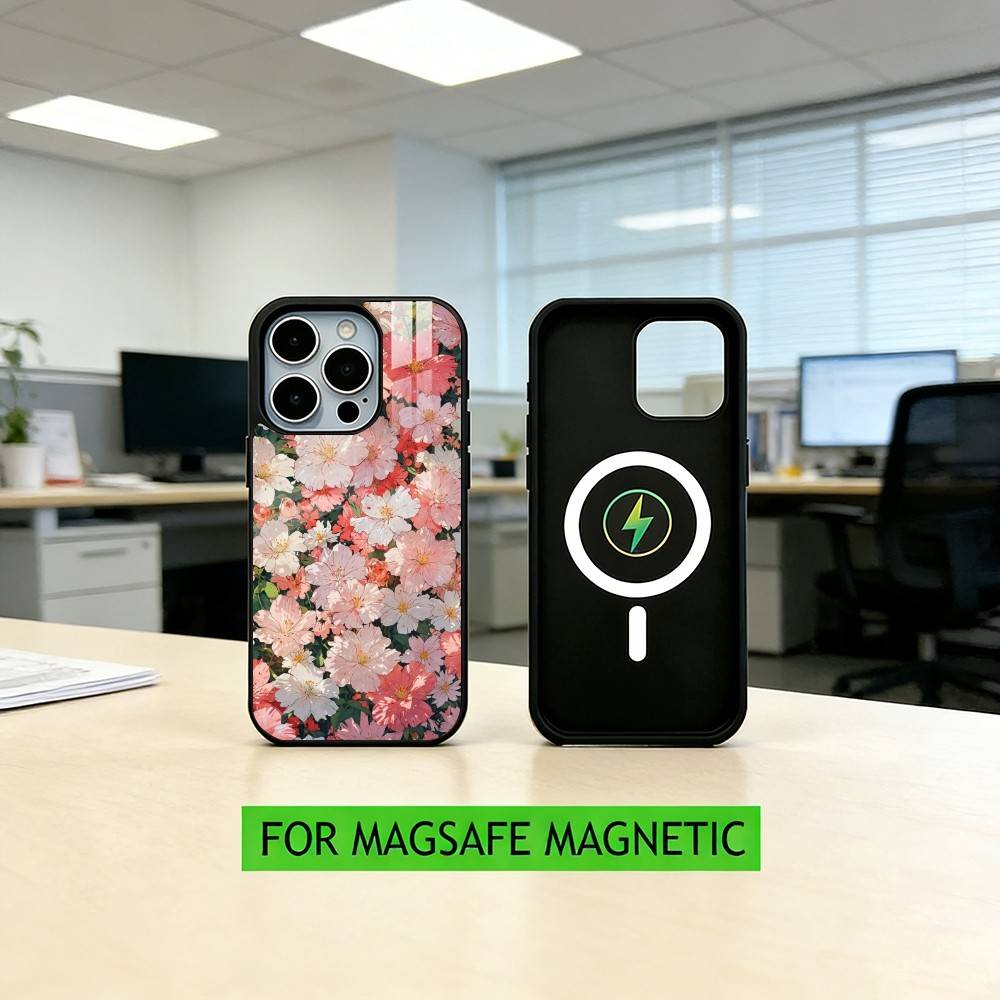 F-flowers Phone Case For iPhone17,16,15,14,13,12,11 Plus,Pro Magnetic with Magsafe Wireless Charging