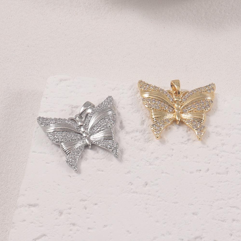 Elegant Butterfly Pendant Necklace: Gold & Silver with Rhinestone Details