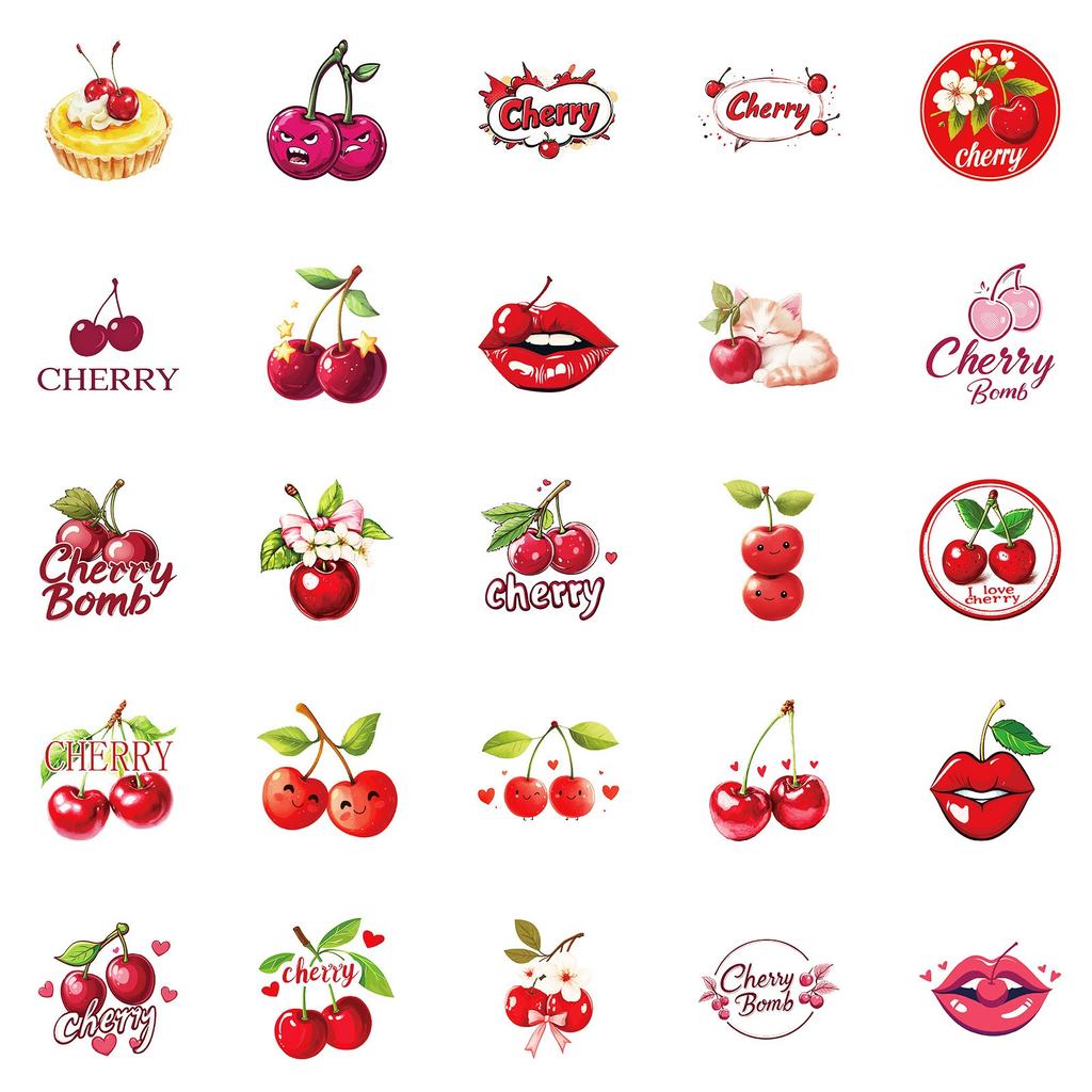 50PC Red Stickers For Refrigerator, Cup, Guitar, Phone Case Stickers