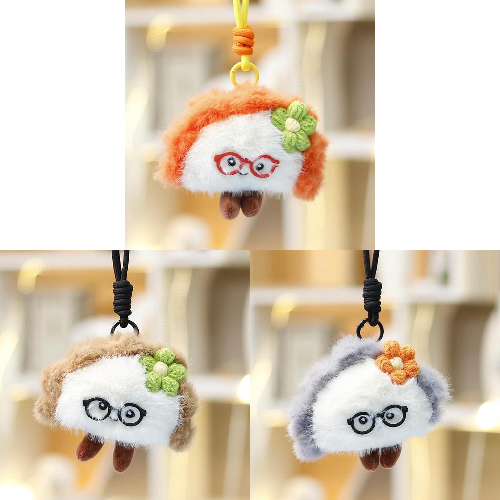 Plush Toy Eyeglasses Dumpling Doll With Keychain For Kids Backpack Decor
