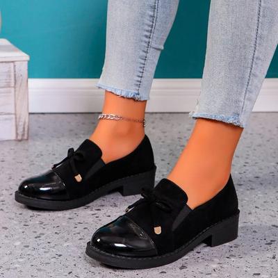 Women's Shoes On Sale 2024 Fashion Slip On Women's Pumps Autumn Round Toe Bow Tie Solid Dress Chunky Heels Large Size Loafers