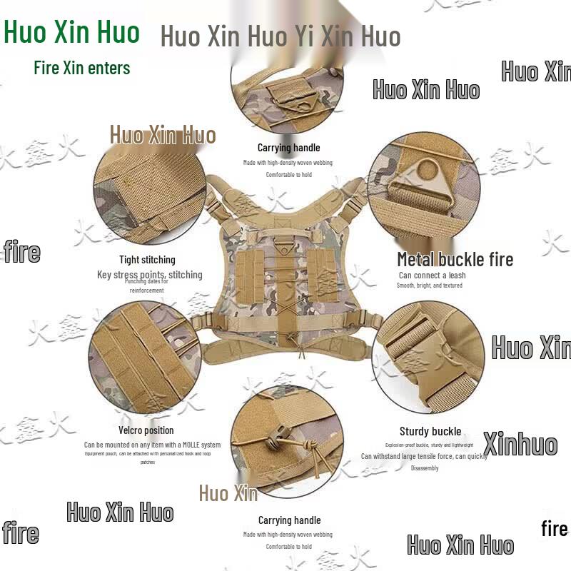 Huoxin Fire Combat Tactical Vest Harness for Working Dogs