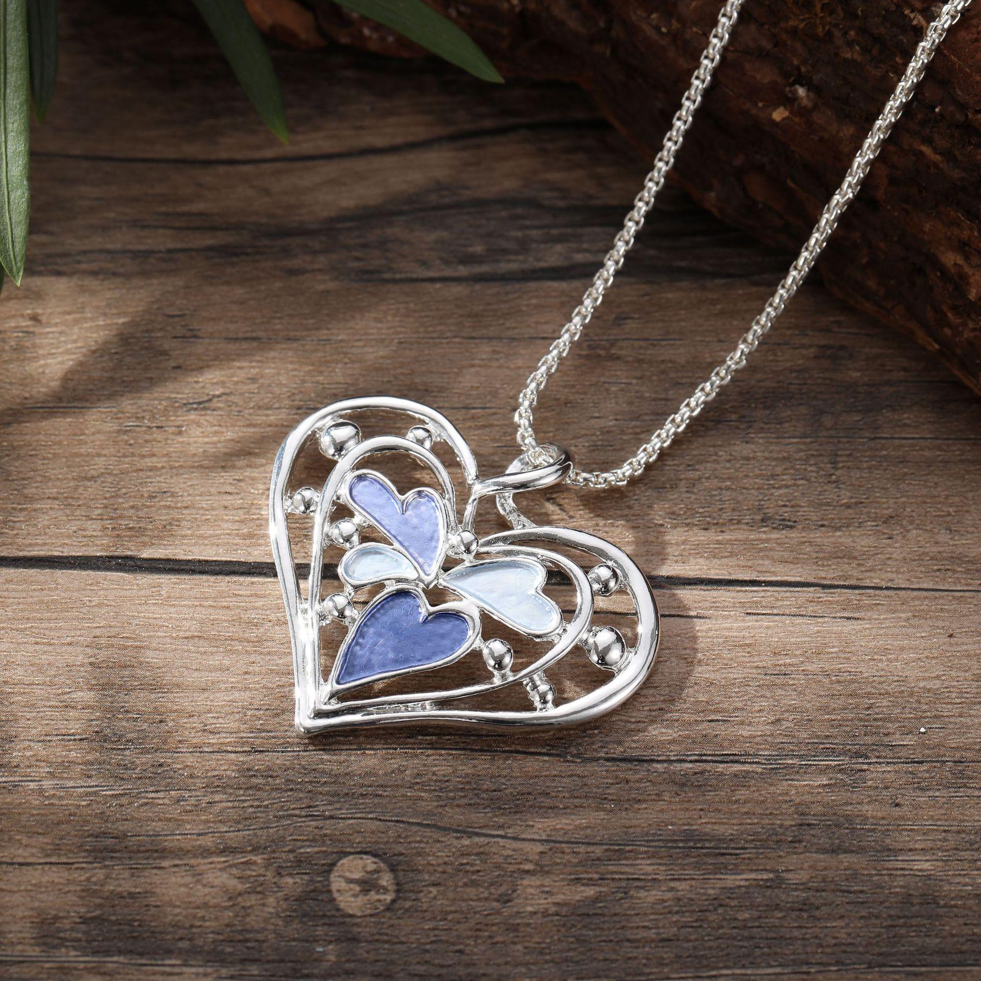 

Новая цветная масляная живопись, кулон в виде полого сердца, простой и высококлассный женский кулон-сердце к сердцу