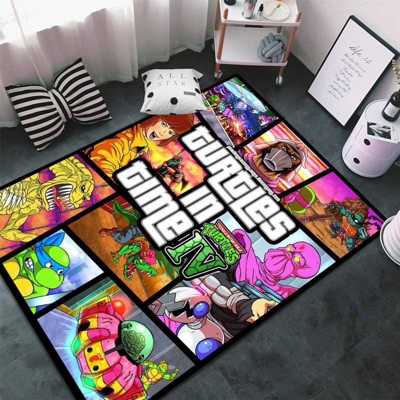 Turtles Time Retro Arcade Art Carpet Doormat Printing Art Bathroom Mat Room