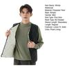 Men Winter Waistcoat No Collar Single Breasted Solid Color Waistcoat with Pockets Thickened Velvet Lining Vest Coat