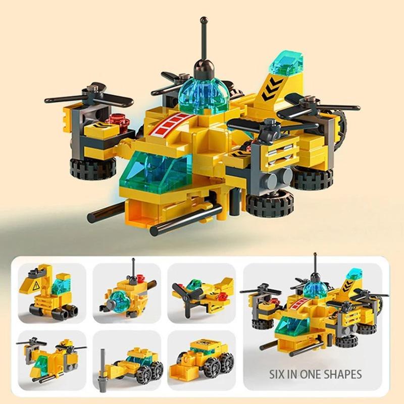 6-in-1 Micron Particle Fire Brigade Police Military Tank Building Block Children's Toy Assembly Children's Puzzle Toy