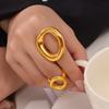 Fashion Minimalist Large Rings For Women Stainless Steel Gold Plated Waterproof Hip-hop Women's Finger Ring Aesthetic Jewelry