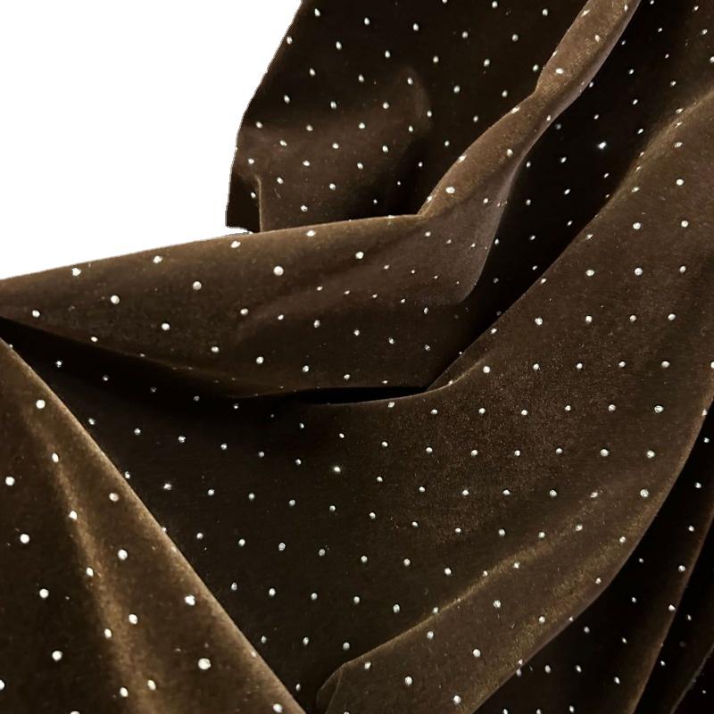 Flerfärgade 3D Glittrande Kristall Strass Sammetstyg Afrikanska Broderityger för Klänningssömnad Cheongsam 150 cm Bredd