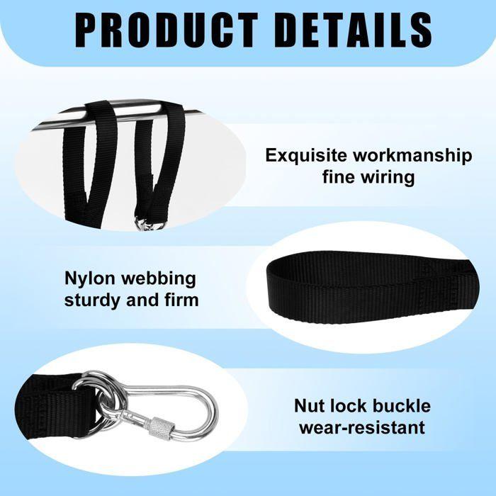 Kit de suspension pour hamac et balançoire – 2 sangles nylon, mousquetons &amp; anneaux, charge jusqu'à 500 kg