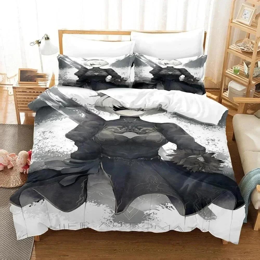 3D Print Game NieR Automata YoRHa No.2 Type B 2B Printed Bed Set Duvet Cover Pillowcase Bedding Set Linen Sheet Quilt Cover Size