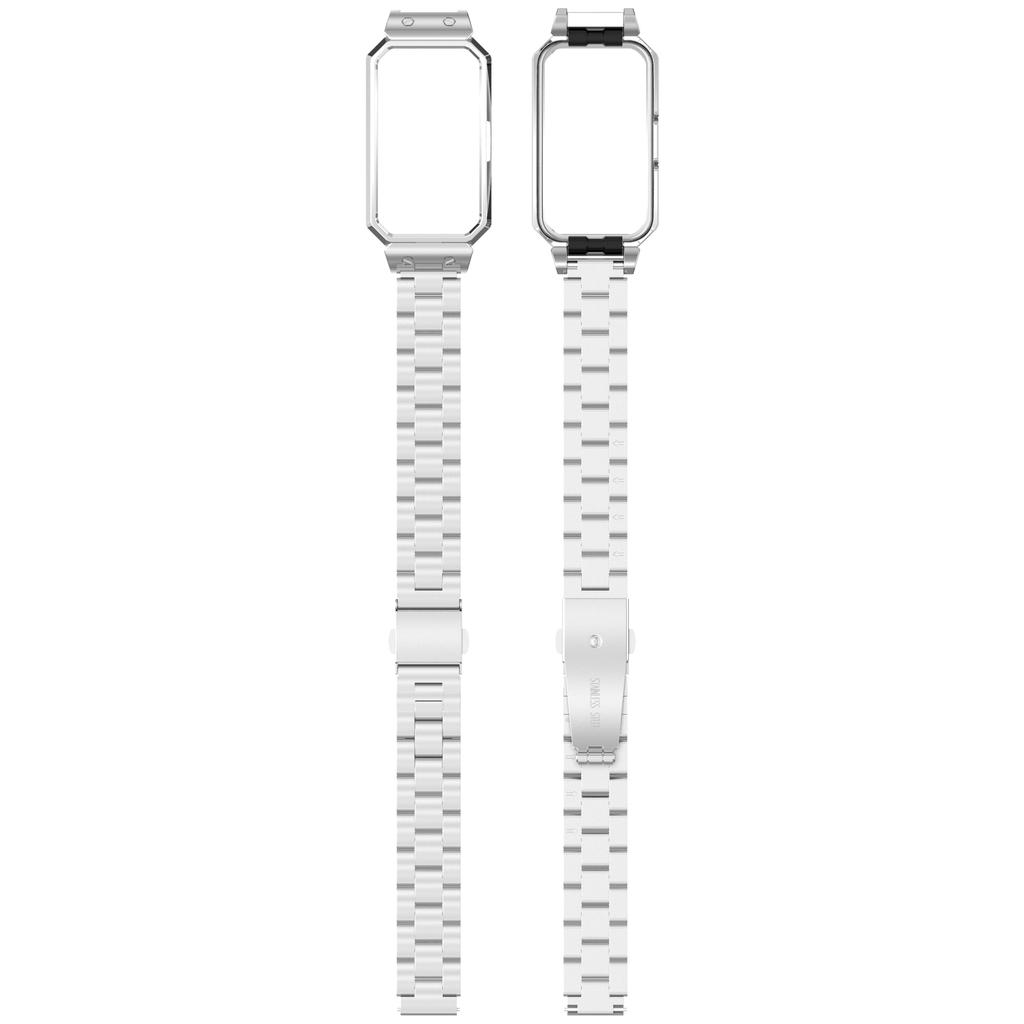 Metal Frame for Huawei Band 10/10 NFC/9/9 NFC/8/8 NFC Watch Case Integrated Three Bead Stainless Steel Strap