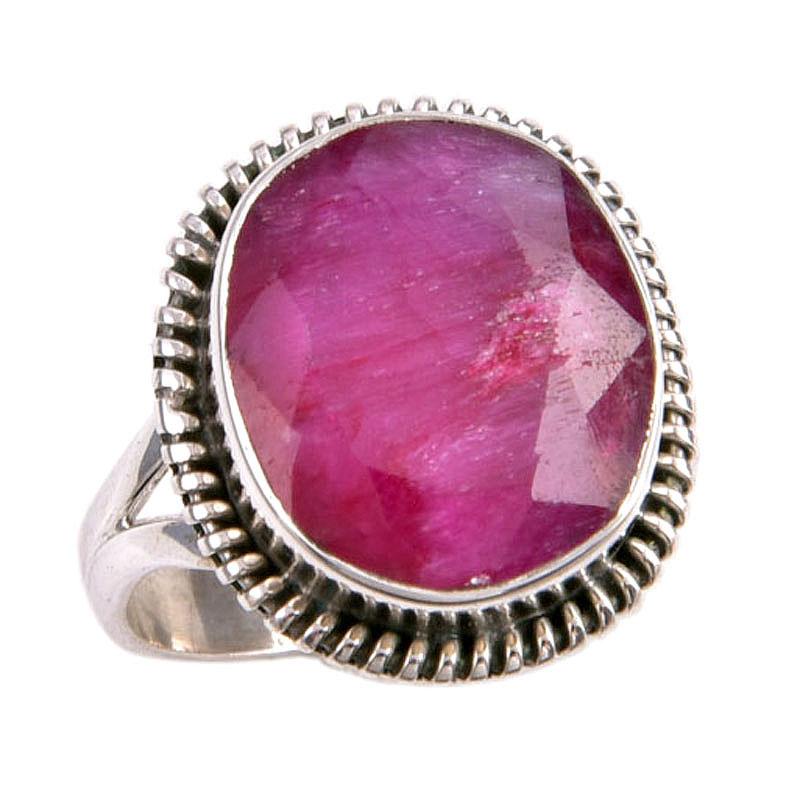 Red Ruby(Simulated) Gemstone Handmade 925 Sterling Silver Gift Ring S.6.5 N9H63