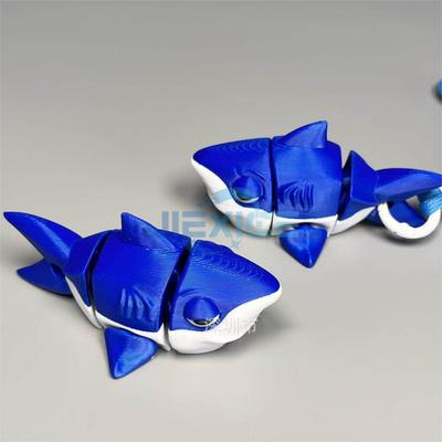 3D Printed Chubby Shark Toy Statue Desktop Decoration Ornament Children's Decompression Toy Joint Movable Cute Shark Keychain