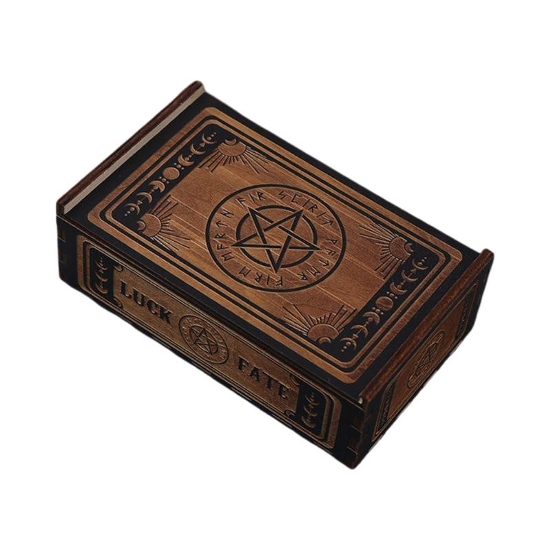 Portable Wood Tarot Cards Box Push Pull Cards Box Gift Case Divination Card Storage Container Witch Decoration Enduring