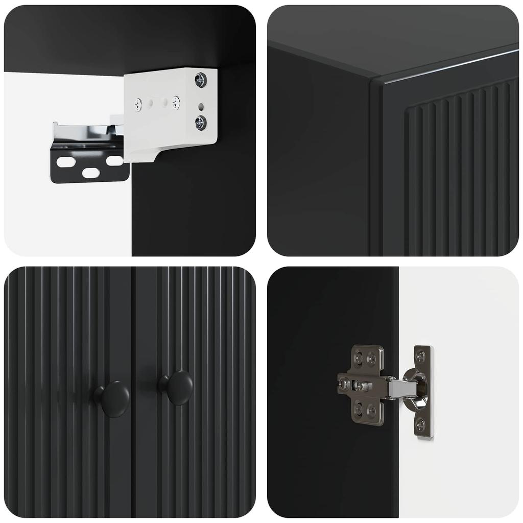 Wall Mounted Cabinet Black 59 X 31 X 60 Cm Engineered Wood