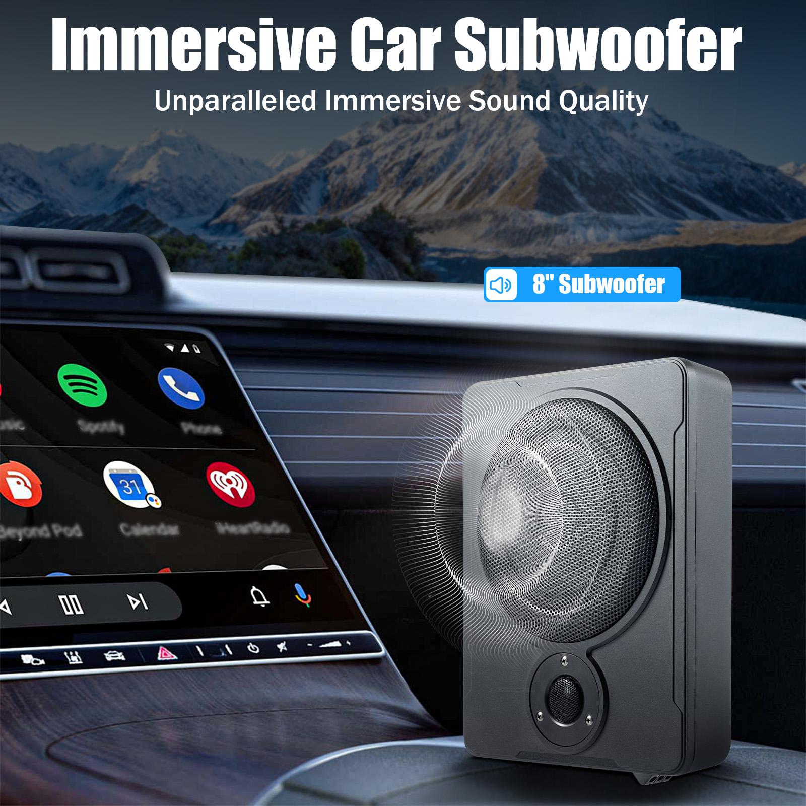 Slim Under-Seat Car Subwoofer Digital Amp Car Bass Speaker Dual Vocal/Bass Modes 12V for Cars/Trucks 600W чёрный