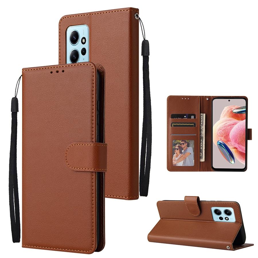 

Wallet Card Slot Stand Magnetic Flip Leather Case For Xiaomi Redmi Note 12S 12 Pro 11 11S 10S 9 8 Pro 7 12C 10C Poco X5 Pro M5s Redmi Note 10&Case & Strap коричневий