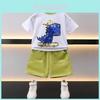 Fashionable Summer Set For Boys Cotton Short Sleeve T-shirt And Shorts Outfit In White For Ages 3 To 8