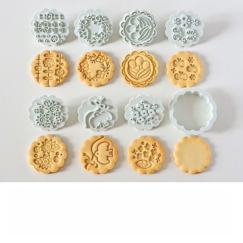 Jam Sandwich Flowers Cookie Cutter Mold DIY 3D Fondant Stamp Biscuit Moulds Cake Decoration Kitchen Baking Supplies