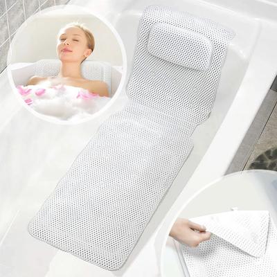 Prodyšný polštářek do koupele Protiskluzová 3D síťovina do vany Spa Opěrka hlavy s přísavkou Záda šíje Opěrka celého těla Koupelna