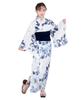 Yukata Change Set Heiko Junior Girls [KYOETSU] Set, Yukata, Two-Part Type, Girls, Unbleached, Weave, 2-piece (Yukata, Obi), (11.Ice Flower, 130cm)