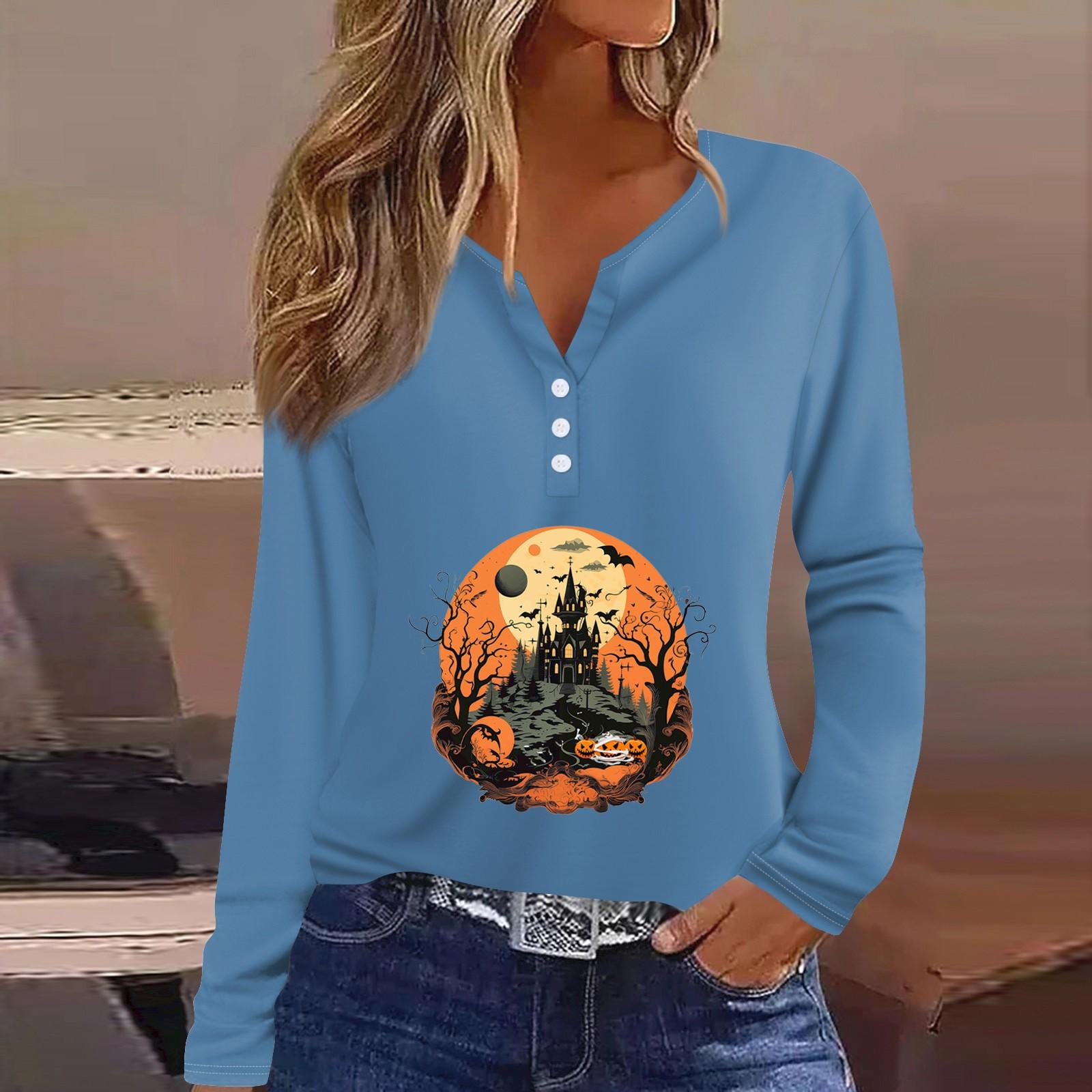 

Women s T Shirt Tee Button Floral Print Long Sleeve Daily Weekend Fashion Basic V-Neck Regular Top S синій