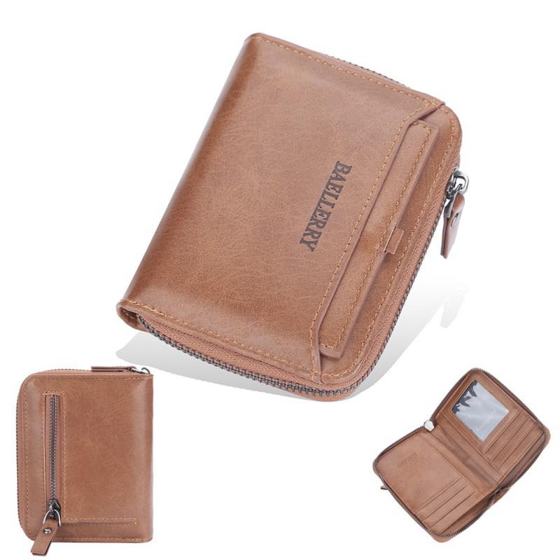 Wallet Men's Short Retro Multi Slot Zipper Youth Driver's License Bag