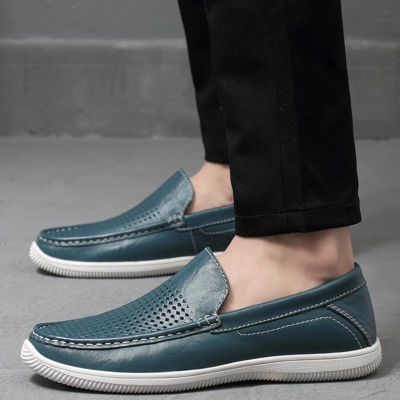 Men's shoes 2025 summer new mesh solid color breathable one-pedal lazy casual shoes men go out platform leather shoes