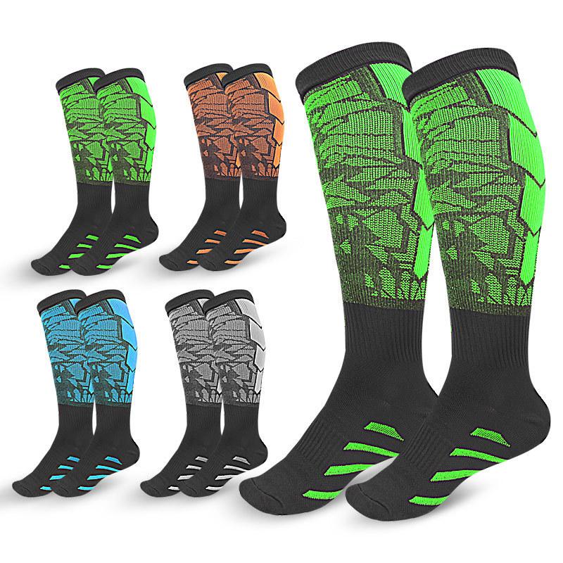 Sports Long Tube Pressure Socks Striped Contrasting Color Breathable Skin-friendly Elastic Fit Running Cycling Leggings Socks