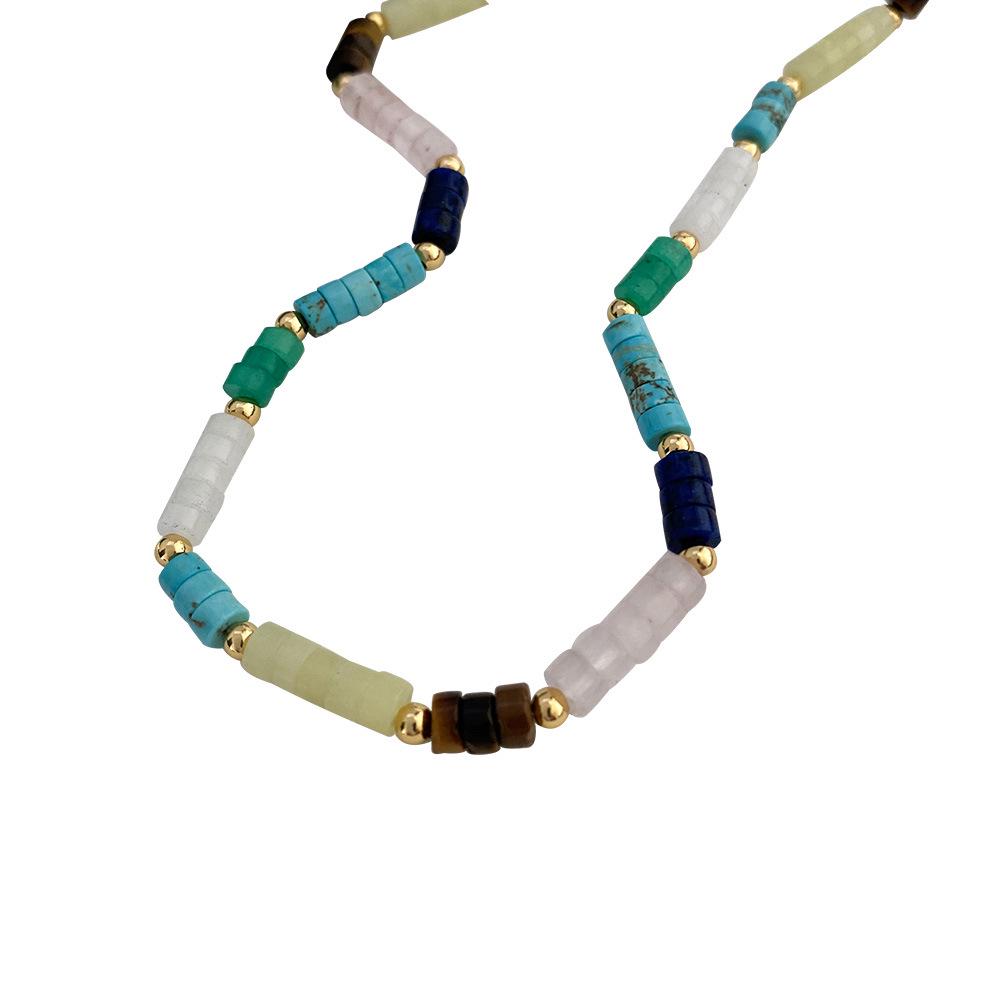 European & American Retro Minimalist Beaded Natural Stone Women's Necklace - Elegant Layered Clavicle Chain