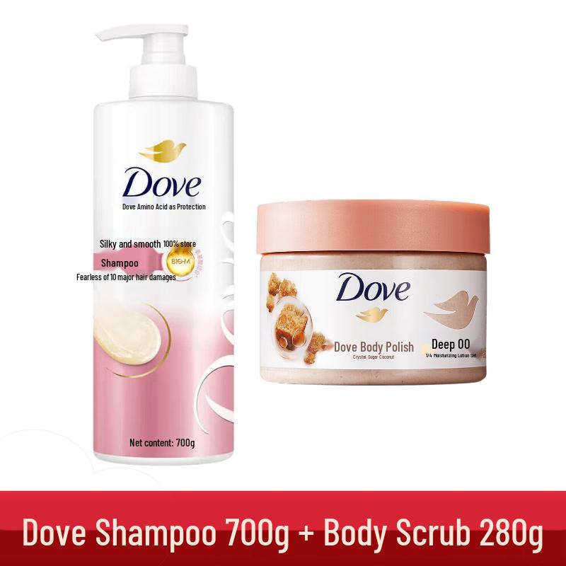 Dove Brown Sugar Coconut Body Scrub & Amino Acid Shampoo Set