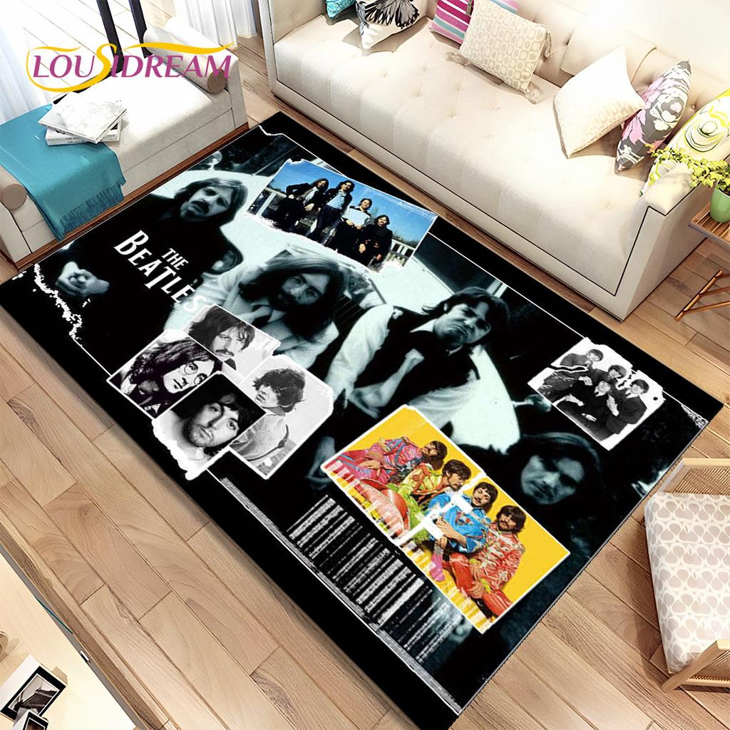 3D B-Beatles Rock Band Area Rug,Carpet Rug for Home Living Room Children Bedroom Sofa Doormat Decor,kids Play Non-slip Floor Mat