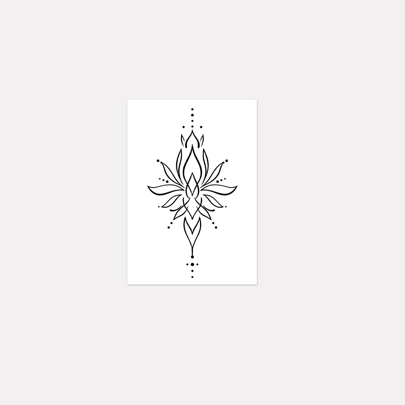 

Minimalist Lotus Waist And Abdomen Tattoo Patch Waterproof And Long-Lasting Women S Side Waist High-End Simulation Tattoo 10*7