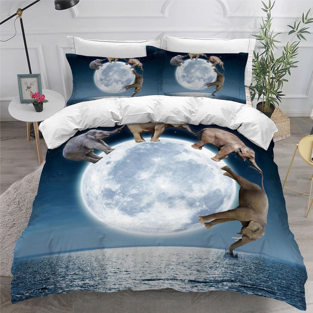 Elephant Duvet Cover King Queen Size Creative Animal Pattern Bedding Set For Kids Teens Adult Lovely Wildlife 2/3pcs Quilt Cover