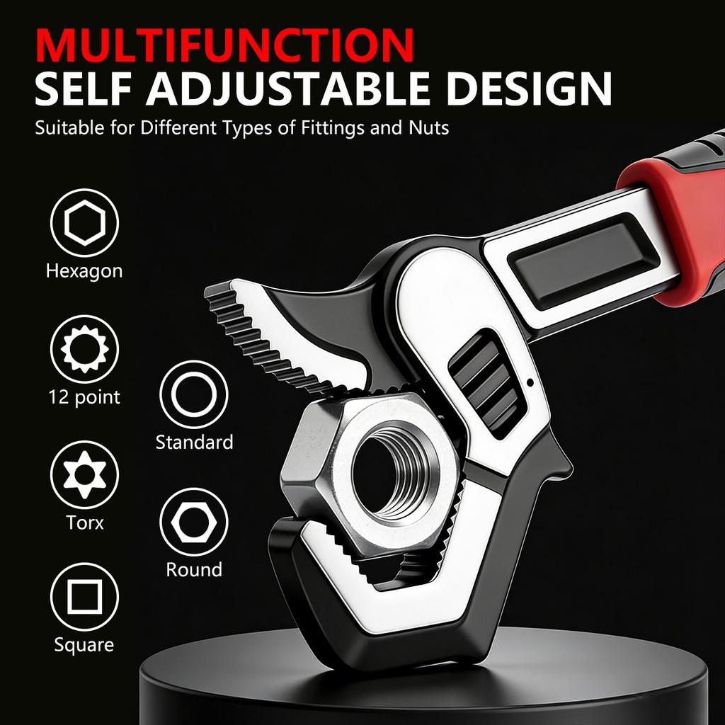 Adjustable Pipe Wrench Set Self-Tightening Jaw Multifunctional Spanner for Plumbing Automotive Home Repair with Storage Bag