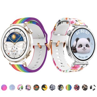 Strap for Huawei Watch GT5/GT5 Pro 18mm Universal Print Rubber Bracelet for Huawei GT4/GT5 41mm GT5 Pro 42mm Quick Release Band