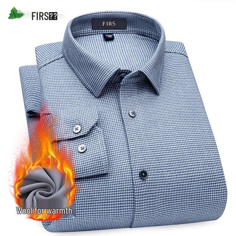FIRS Men's Wool Blend Thickened Warm Casual Business Shirt