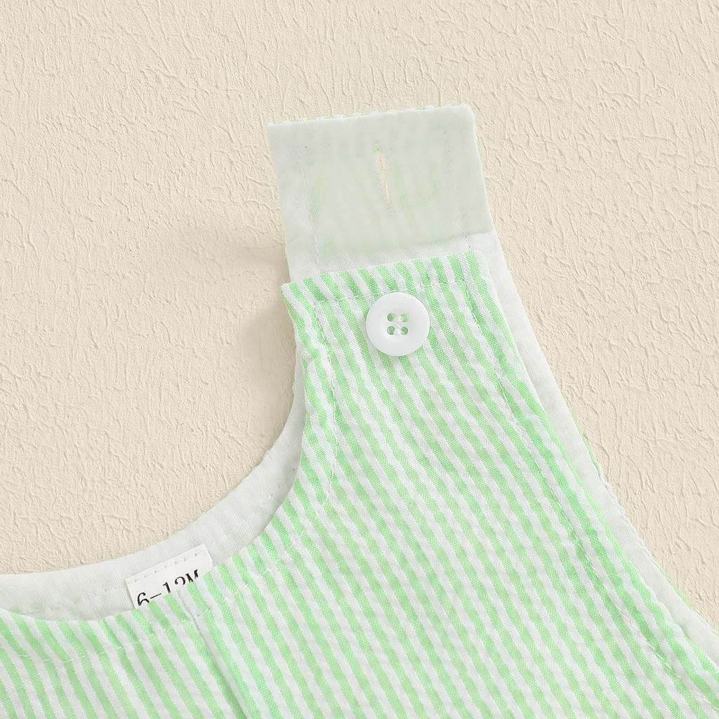 Baby Boy Striped Tank Romper Clover Embroidery Sleeveless Bodysuit Irish Clothes