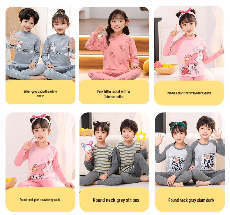Boys' & Girls' Cotton Warm Underwear Set - Autumn Pajamas & Base Layer for Toddlers