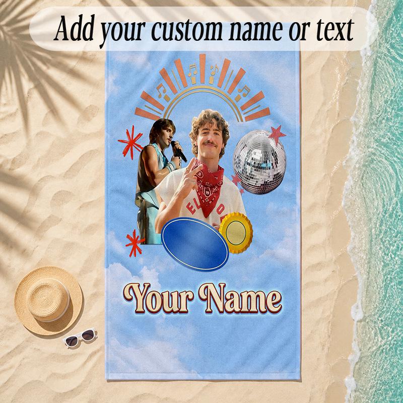 Beach TowelBenson Boone Custom Name Text Personalized Soft Towel for Beach Pool Indoor Home Decor Gift