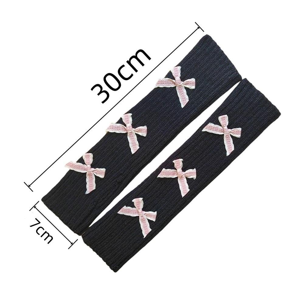 Thicken Bow Fingerless Gloves Cute Bowknot Hands Free Gloves Fashion Arm Sleeves  Winter