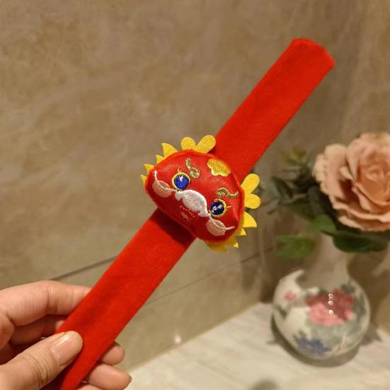 Brățară palmă de Anul Nou Chinezesc Roșu Desene Animat Dragon Leu Fuzzy Anul Dragonului Snap Band Decorare Copii Adulti Cadou Festivalul de Primăvară