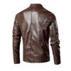 Leather Jacket Men's Stand Collar Trend Spring and Autumn New Leather Jacket Handsome Motorcycle Suit Green Large Size Jacket