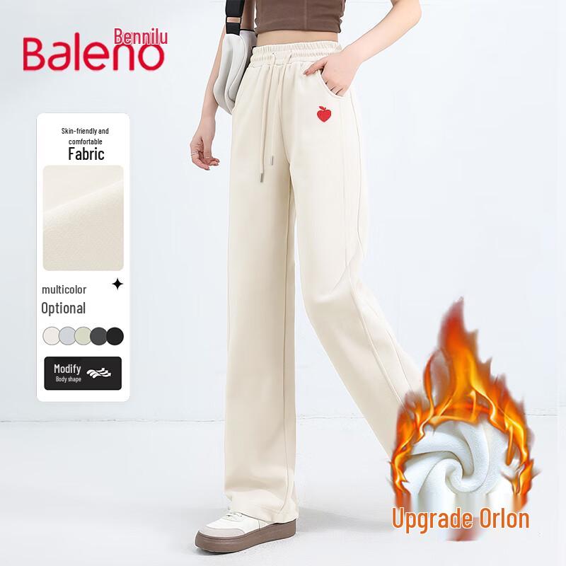 Baleno Women's Winter Warm Plush Spliced Straight-Leg Pants