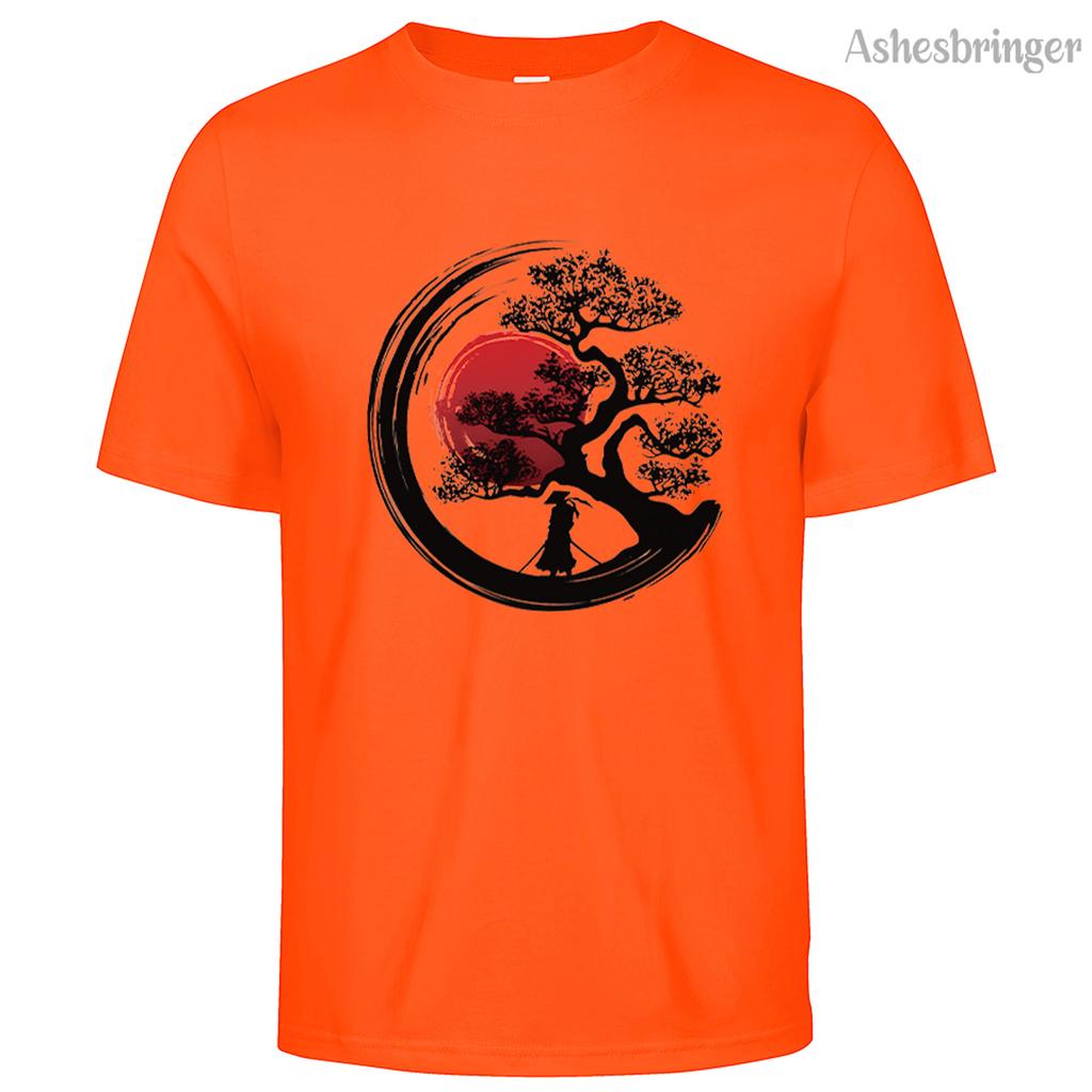 Men's Summer Japanese Samurai Graphic Printed T-Shirt Casual Style Tops for Men and Women Tidal Current Sports